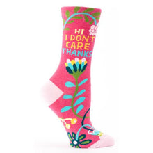 Hi. I Don't Care Crew Socks- Blue Q