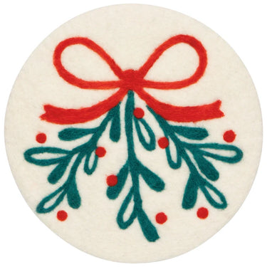 Mistletoe Christmas Felted Wool Trivet Danica