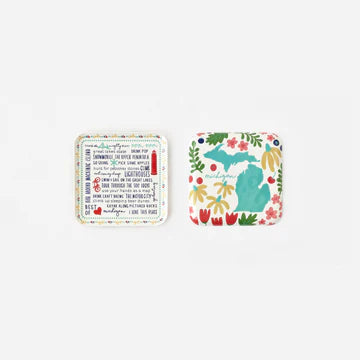 Michigan In Bloom Square Tray 180 Degrees