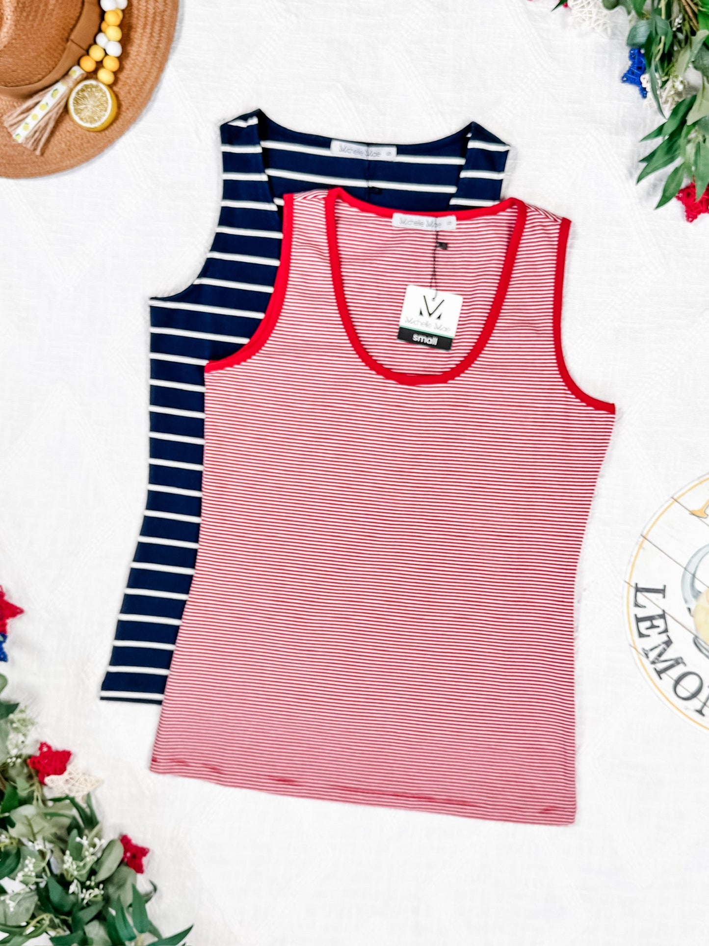 IN STOCK Tiffany Tank - Navy and White Stripes