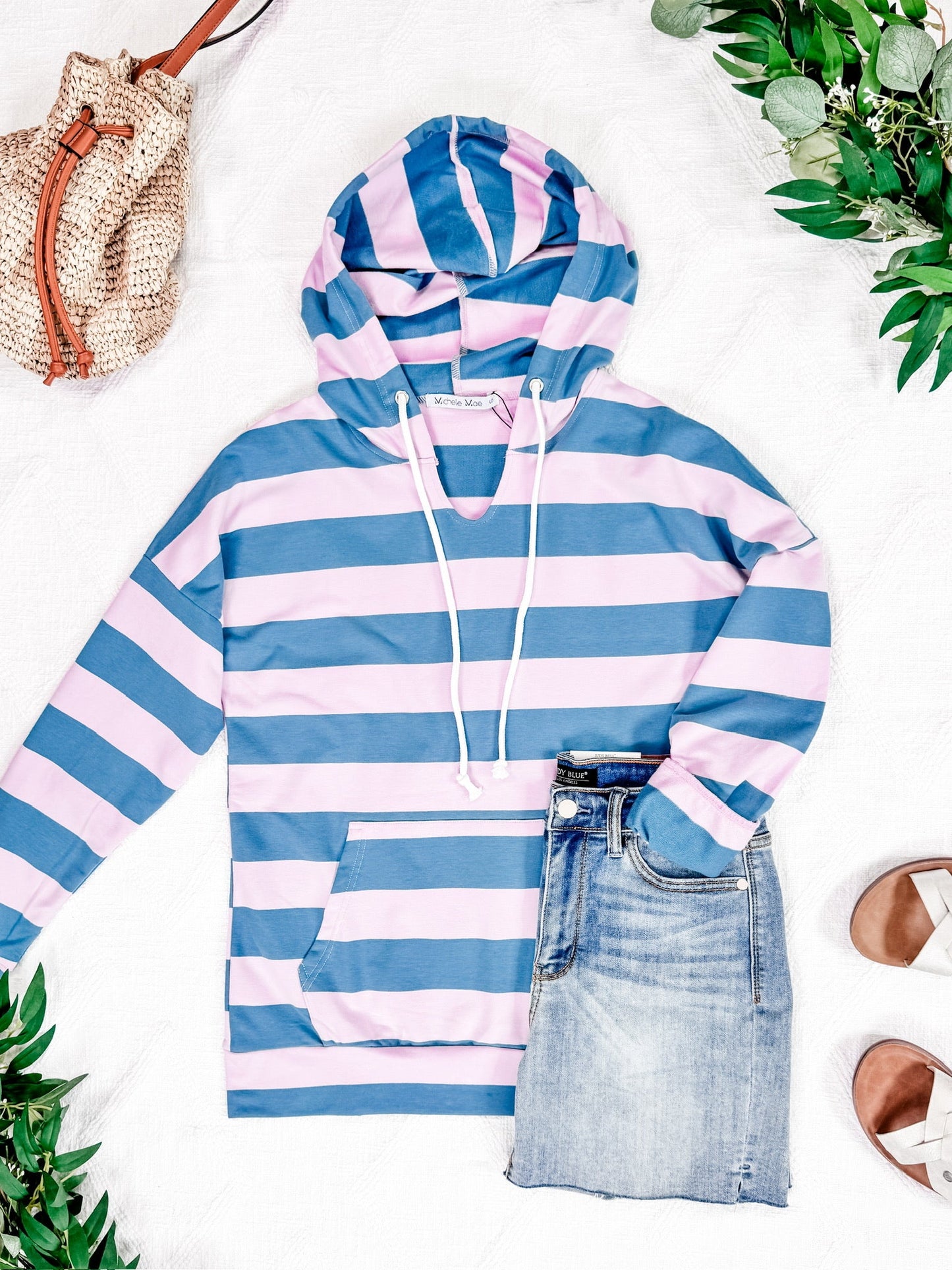 IN STOCK Rylie Striped Lightweight Hoodie - Blue and Purple FINAL SALE