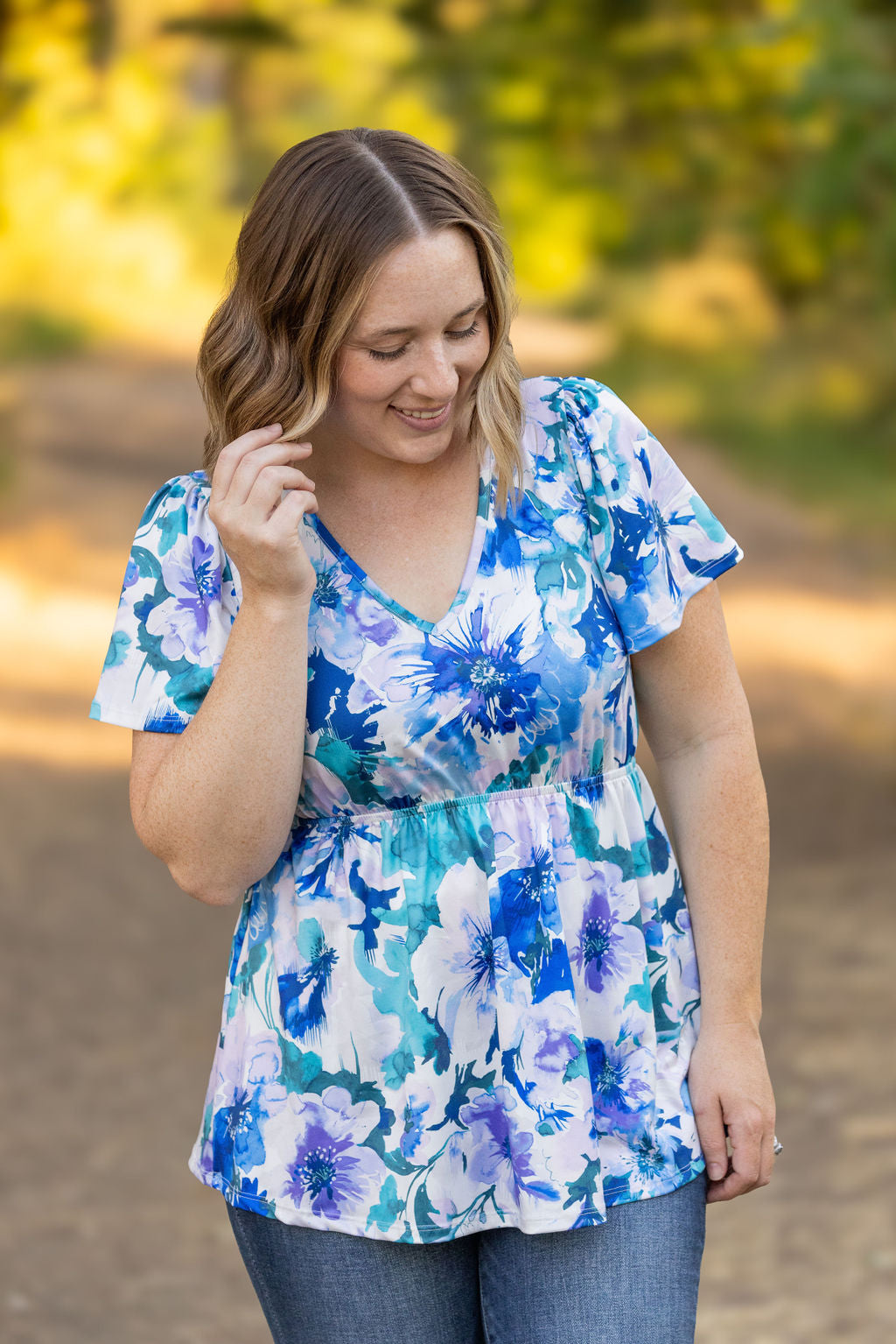 IN STOCK Emery Ruffle Top - Blue Floral | Women's Blouse FINAL SALE