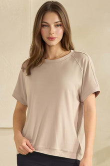 Billy Ribbed Short Sleeve Light Mocha - Yelete