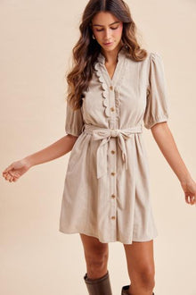 Cori Corded Dress Oat- Anniewear