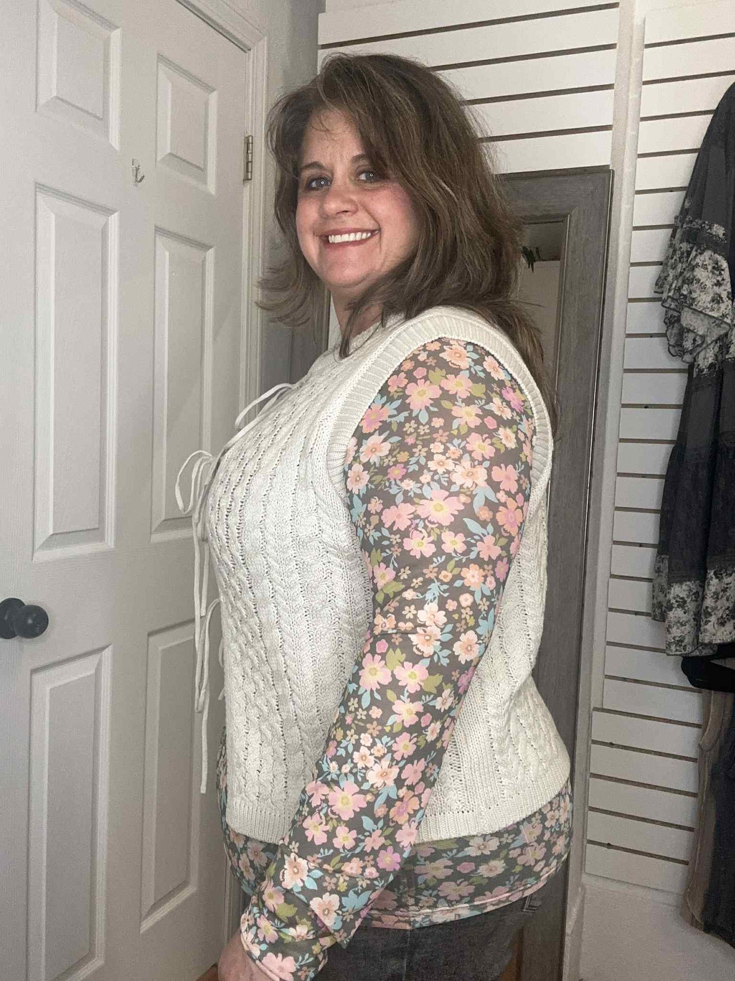 ZEPHYR TIE FRONT KNIT SWEATER VEST OAT - ODDI