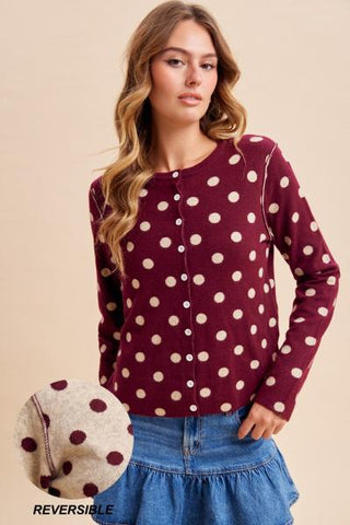 Reza Reversible Cardigan Merlot/Oat- Anniewear