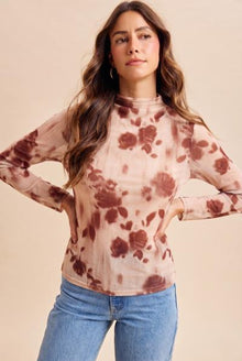 Mel Floral Mesh Long Sleeve Top- Anniewear