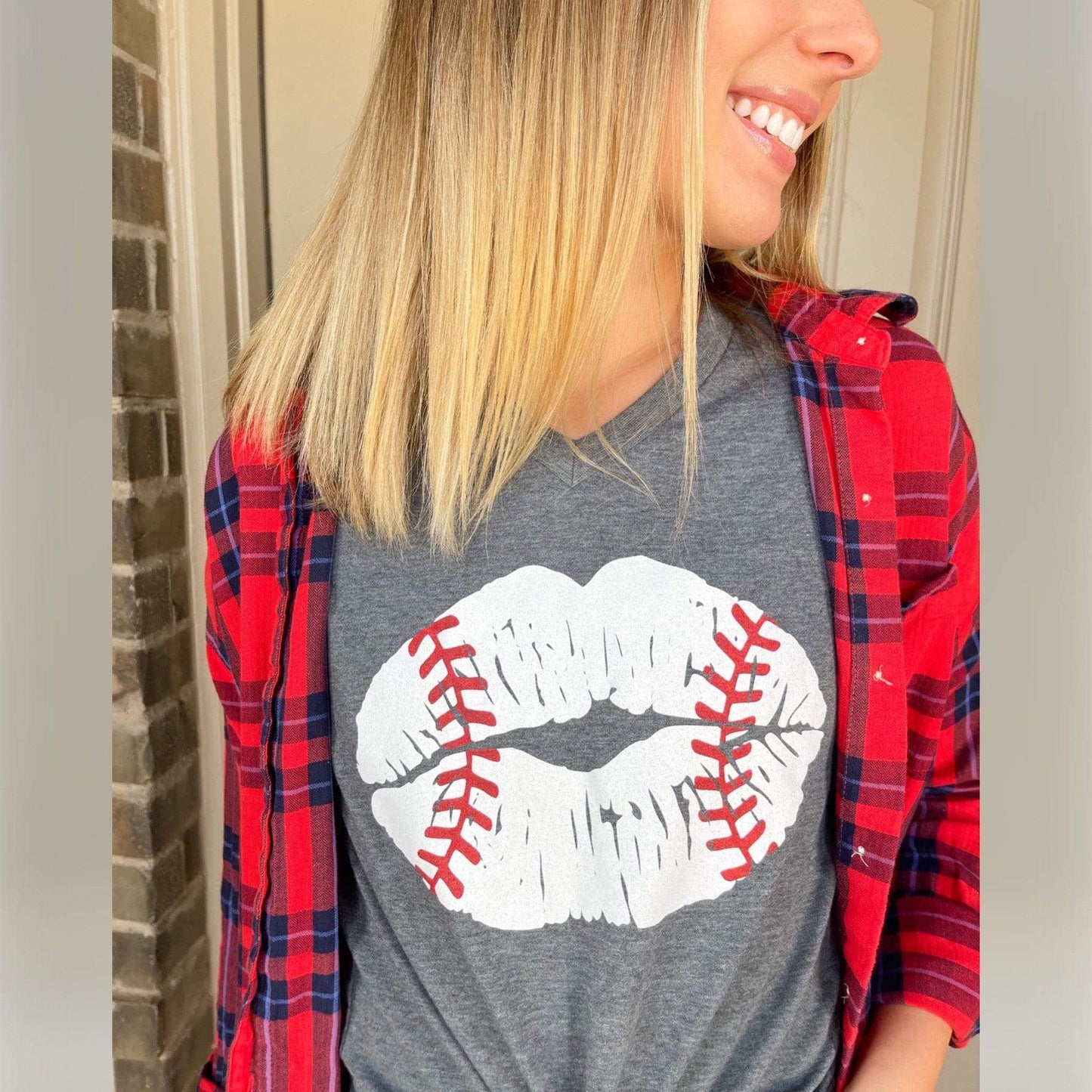 Envy Stylz Boutique Women - Apparel - Shirts - T-Shirts Baseball Lips Soft Graphic Tee