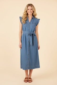 Delyn Denim Midi Dress- Heimish