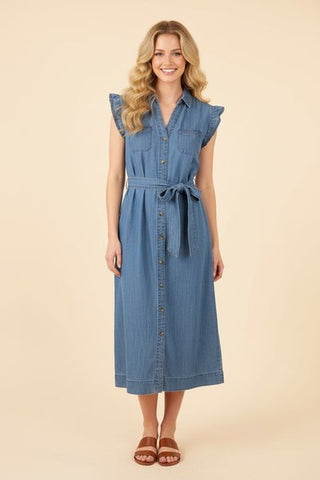 Delyn Denim Midi Dress- Heimish