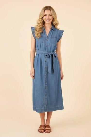 Delyn Denim Midi Dress- Heimish