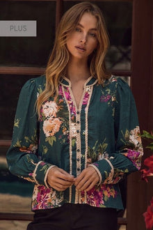 Fayla Long Sleeve Blouse Top Green- Oddi