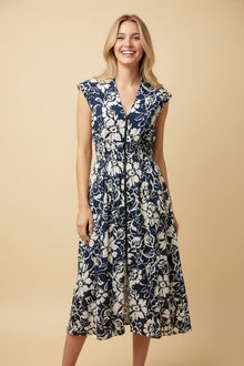 Dolly Midi Dress Navy Floral - Heimish