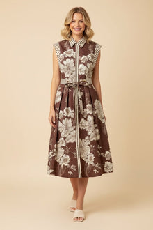 Iris Button Down Midi Dress Brown - Heimish
