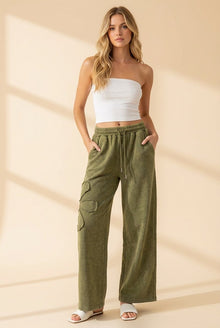 Naomi Wide Leg Sweatpants Olive - Heimish