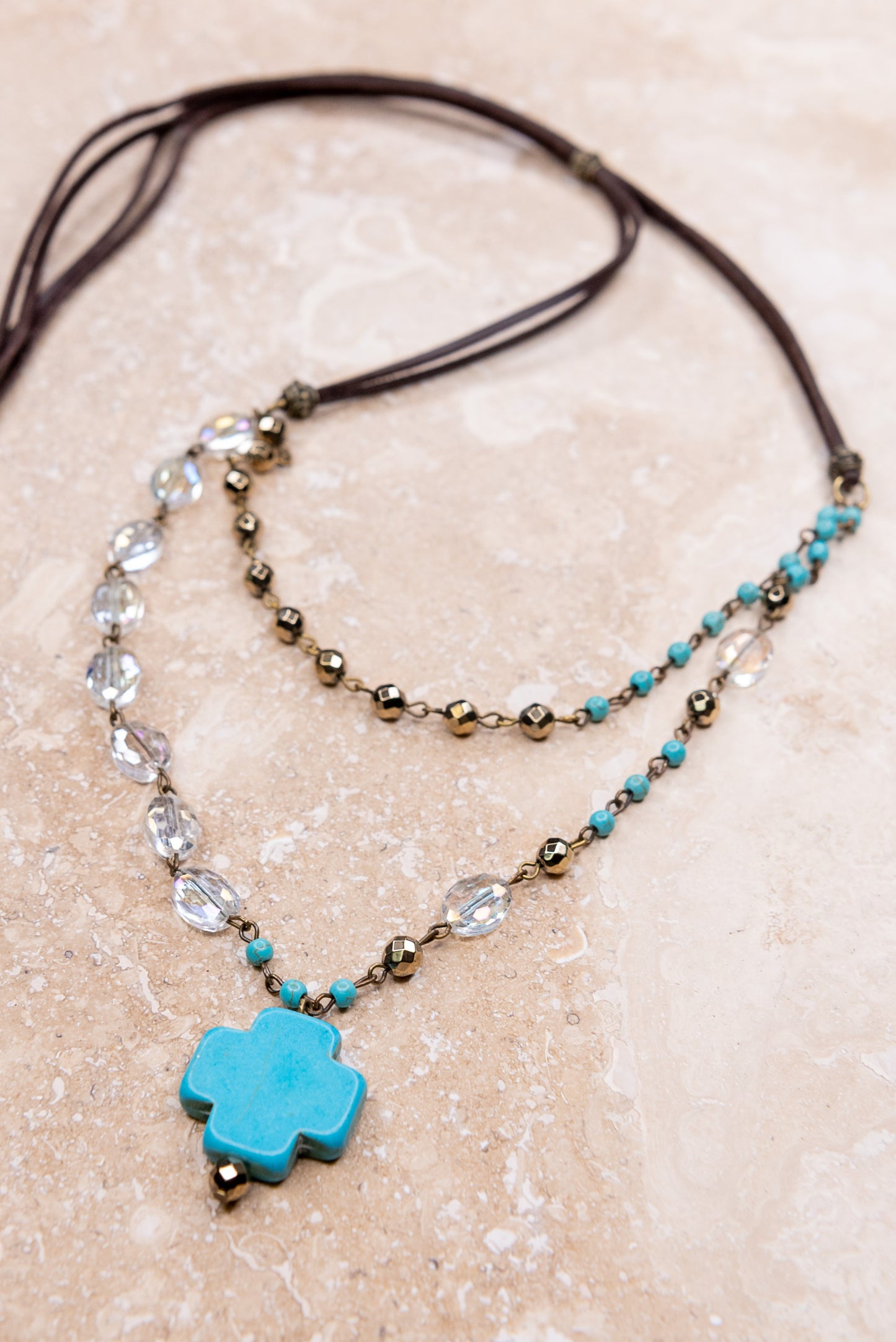 Willow Cross Necklace Turquoise